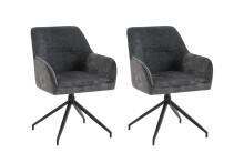 Stuhl >JACKY< 2er-Set in Anthrazit aus Vintage...