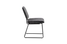 Kufenstuhl >LIAM< 4er Set in Anthrazit aus Vintage Samtstoff 45x83x61 cm (BxHxT)