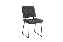 Kufenstuhl >LIAM< 4er Set in Anthrazit aus Vintage Samtstoff 45x83x61 cm (BxHxT)