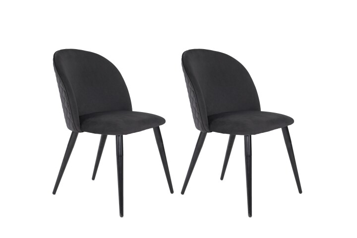 Stuhl >NAYLA< 2er-Set in Schwarz aus Samtstoff 51 x 81,5 x 60 cm (BxHxT)