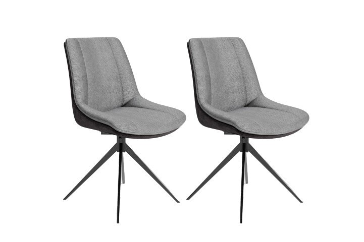Stuhl >PHOENIX< 2er-Set in Hellgrau aus Mikrofaser 50 x 88 x 62 cm (BxHxT)