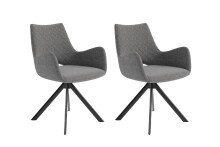 Stuhl >PORTLAND< 2er-Set in Grau aus Mikrofaser 60...