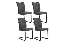 Stuhl >QUEENS< 4er Set in Grau aus Webstoff 50 x 94...