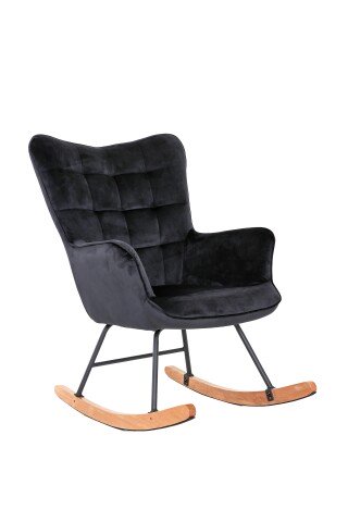 Schaukelstuhl >RICHIE< in Schwarz aus Samt 72 x 92 x 92 cm (BxHxT)