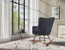 Schaukelstuhl >RICHIE< in Schwarz aus Samt 72 x 92 x 92 cm (BxHxT)