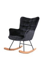 Schaukelstuhl >RICHIE< in Schwarz aus Samt 72 x 92 x 92 cm (BxHxT)