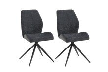 Stuhl >SNAP< 2er-Set in Anthrazit aus Bouclè-Vintagestoff 46x87x55 cm (BxHxT)