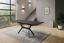 Tisch >BREMEN< in Eiche-Optik Schwarz 160-200 x 75 x 90 cm (BxHxT)