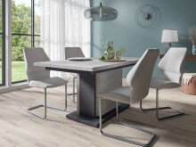 Tisch >BRITTA< mit Auszug in Beton-Optik 160-215 x 75 x 90 cm (BxHxT)