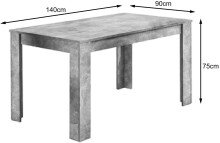 Tisch >NEPAL< in Beton-Optik 140 x 75 x 80 cm (BxHxT)