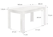 Tisch >NEPAL< in Eiche-Optik 140 x 75 x 80 cm (BxHxT)