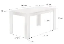 Tisch >NEPAL< in Eiche-Optik 140 x 75 x 80 cm (BxHxT)