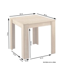 Tisch >NEPAL< in Eiche-Optik 80 x 75 x 80 cm (BxHxT)