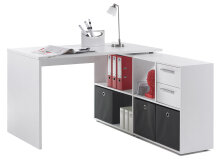 Eckschreibtisch >Yihabo I< in Weiß - 121x78,4x136,5cm (BxHxT)