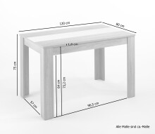 Tisch >NORI< in Eiche-Optik, Einlage Schwarz/Weiß 120 x 75 x 80 cm (BxHxT)