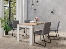 Tisch >NORI< in Weiß/Eiche-Optik 140 x 75 x...