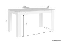 Tisch >NORI< in Weiß/Eiche-Optik 140 x 75 x 80 cm (BxHxT)