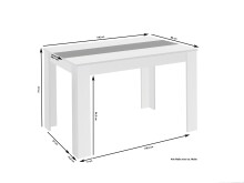 Tisch >NORI< in Weiß, Einlage Schwarz/Weiß 140 x 75 x 80 cm (BxHxT)