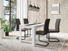 Tisch >NORI< in Weiß, Einlage Schwarz/Weiß 140 x 75 x 80 cm (BxHxT)