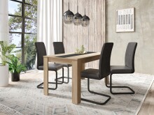 Tisch >NORI< in Eiche-Optik, Einlage Schwarz/Weiß 140 x 75 x 80 cm (BxHxT)