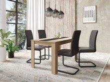 Tisch >NORI< in Eiche-Optik, Einlage Schwarz/Weiß 140 x 75 x 80 cm (BxHxT)