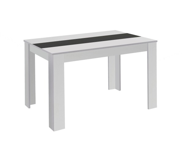 Tisch >NORI< in Weiß, Einlage Schwarz/Weiß 160 x 75 x 90 cm (BxHxT)