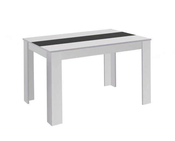 Tisch >NORI< in Weiß, Einlage Schwarz/Weiß 160 x 75 x 90 cm (BxHxT)