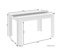 Tisch >NORI< in Weiß, Einlage Schwarz/Weiß 160 x 75 x 90 cm (BxHxT)