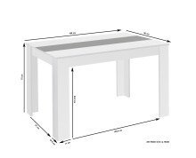 Tisch >NORI< in Weiß, Einlage Schwarz/Weiß 160 x 75 x 90 cm (BxHxT)
