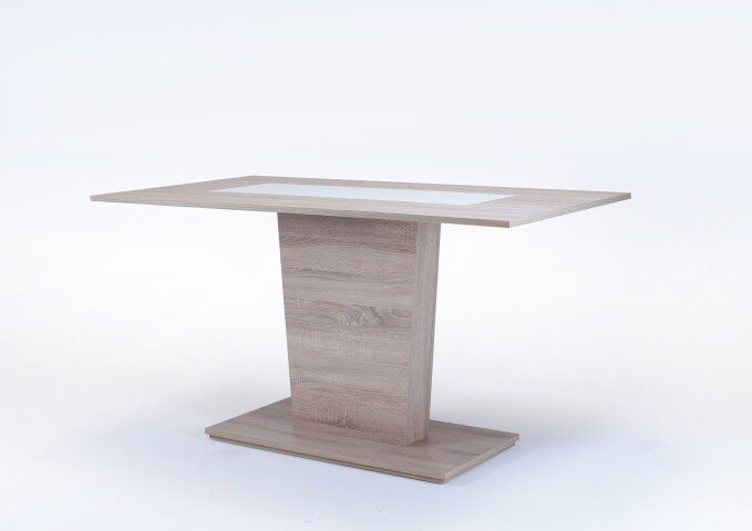 Säulentisch >VIENNA< in Eiche-Optik, Einlage Schwarz/Weiß 110x75x70 cm (BxHxT)