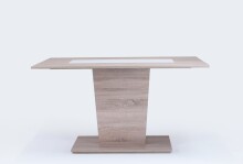 Säulentisch >VIENNA< in Eiche-Optik, Einlage Schwarz/Weiß 110x75x70 cm (BxHxT)