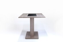 Säulentisch >VIENNA< in Eiche-Optik, Einlage Schwarz/Weiß 110x75x70 cm (BxHxT)
