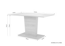 Säulentisch >VIENNA< in Eiche-Optik, Einlage Schwarz/Weiß 110x75x70 cm (BxHxT)