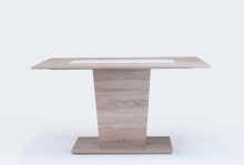 Säulentisch >VIENNA< in Eiche-Optik, Einlage Schwarz/Weiß 110x75x70 cm (BxHxT)