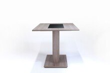 Säulentisch >VIENNA< in Eiche-Optik, Einlage Schwarz/Weiß 110x75x70 cm (BxHxT)