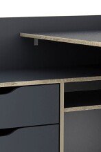 Winkelschreibtisch >BELFAST< Anthrazit, Kanten Eiche 129x83,5x105 cm (BxHxT)