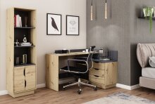 Winkelschreibtisch >BELFAST< in Eiche/Anthrazit 129x83,5x105 cm (BxHxT)