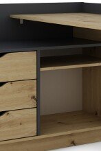 Winkelschreibtisch >BELFAST< in Eiche/Anthrazit 129x83,5x105 cm (BxHxT)