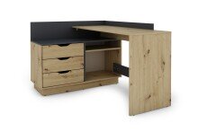 Winkelschreibtisch >BELFAST< in Eiche/Anthrazit 129x83,5x105 cm (BxHxT)