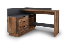 Winkelschreibtisch >BELFAST< in Old-Wood/Anthrazit 129 x 83,5 x 105 cm (BxHxT)