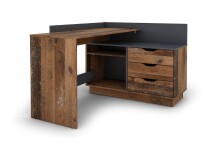 Winkelschreibtisch >BELFAST< in Old-Wood/Anthrazit 129 x 83,5 x 105 cm (BxHxT)