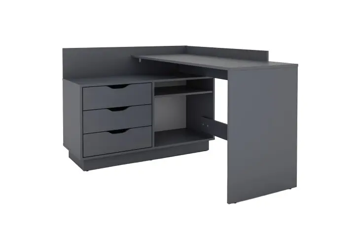 Winkelschreibtisch >BELFAST< in Anthrazit 129 x 83,5 x 105 cm (BxHxT)