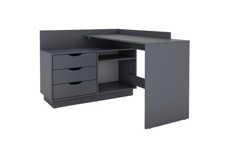 Winkelschreibtisch >BELFAST< in Anthrazit 129 x 83,5 x 105 cm (BxHxT)