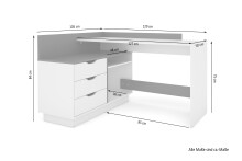 Winkelschreibtisch >BELFAST< in Anthrazit 129 x 83,5 x 105 cm (BxHxT)