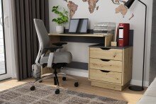 Schreibtisch >BELFAST< in Eiche-Optik/Anthrazit 138 x 83,5 x 51,5 cm (BxHxT)
