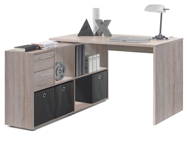 Eckschreibtisch >Yihabo I< in Sonoma-Eiche - 121x76x136,5cm (BxHxT)