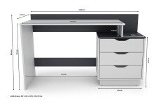 Schreibtisch >BELFAST< in Weiß/Anthrazit 138 x 83,5 x 51,5 cm (BxHxT)