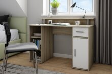 Schreibtisch >DIEGO< in Eiche-Optik/Weiß 120 x 88 x 55 cm (BxHxT)