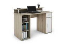 Schreibtisch >DIEGO< in Eiche-Optik/Weiß 120 x 88 x 55 cm (BxHxT)