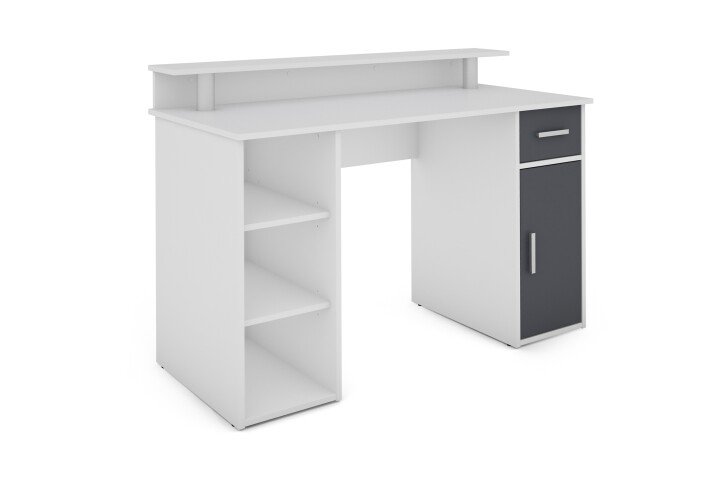 Schreibtisch >DIEGO< in Weiß/Anthrazit 120 x 88 x 55 cm (BxHxT)
